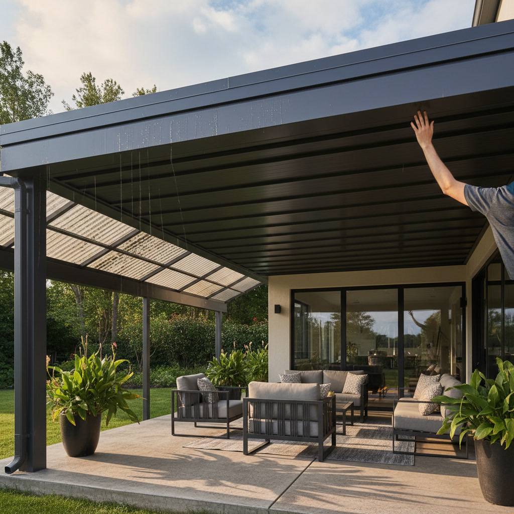 new modern patio cover installation showcasing quality materials and professional craftsmanship