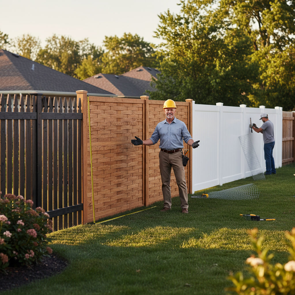 Well-maintained privacy fence installed along residential property line