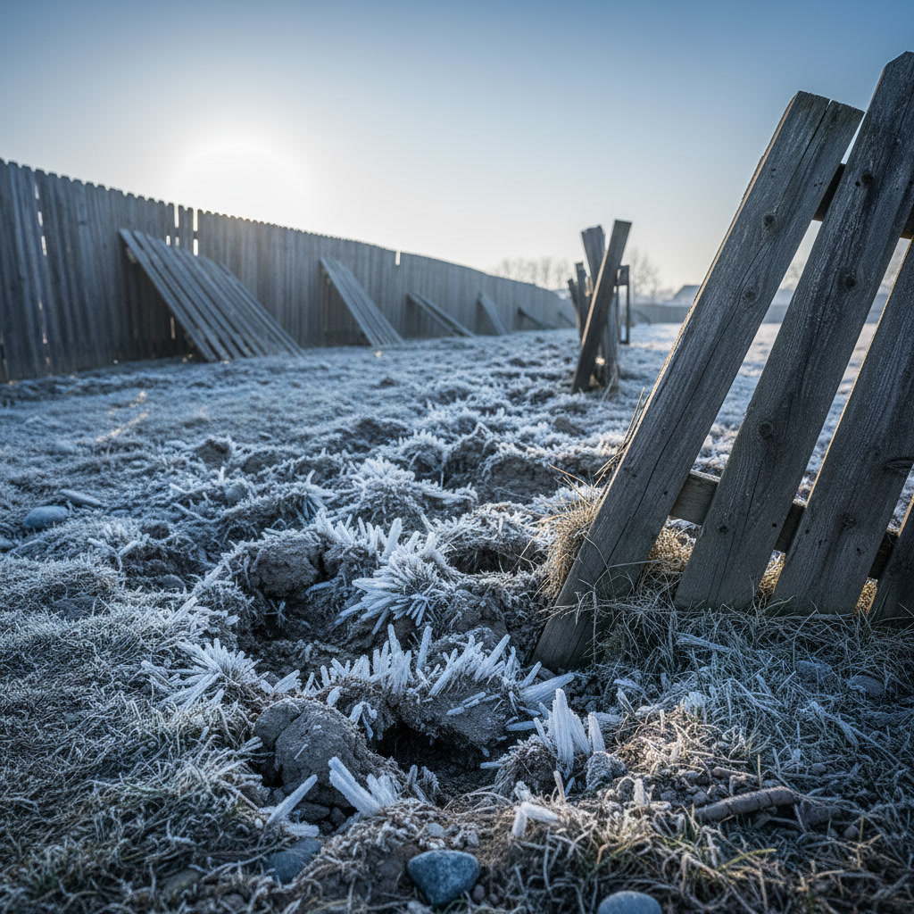 Fence post installation showing proper depth for Arkansas soil conditions