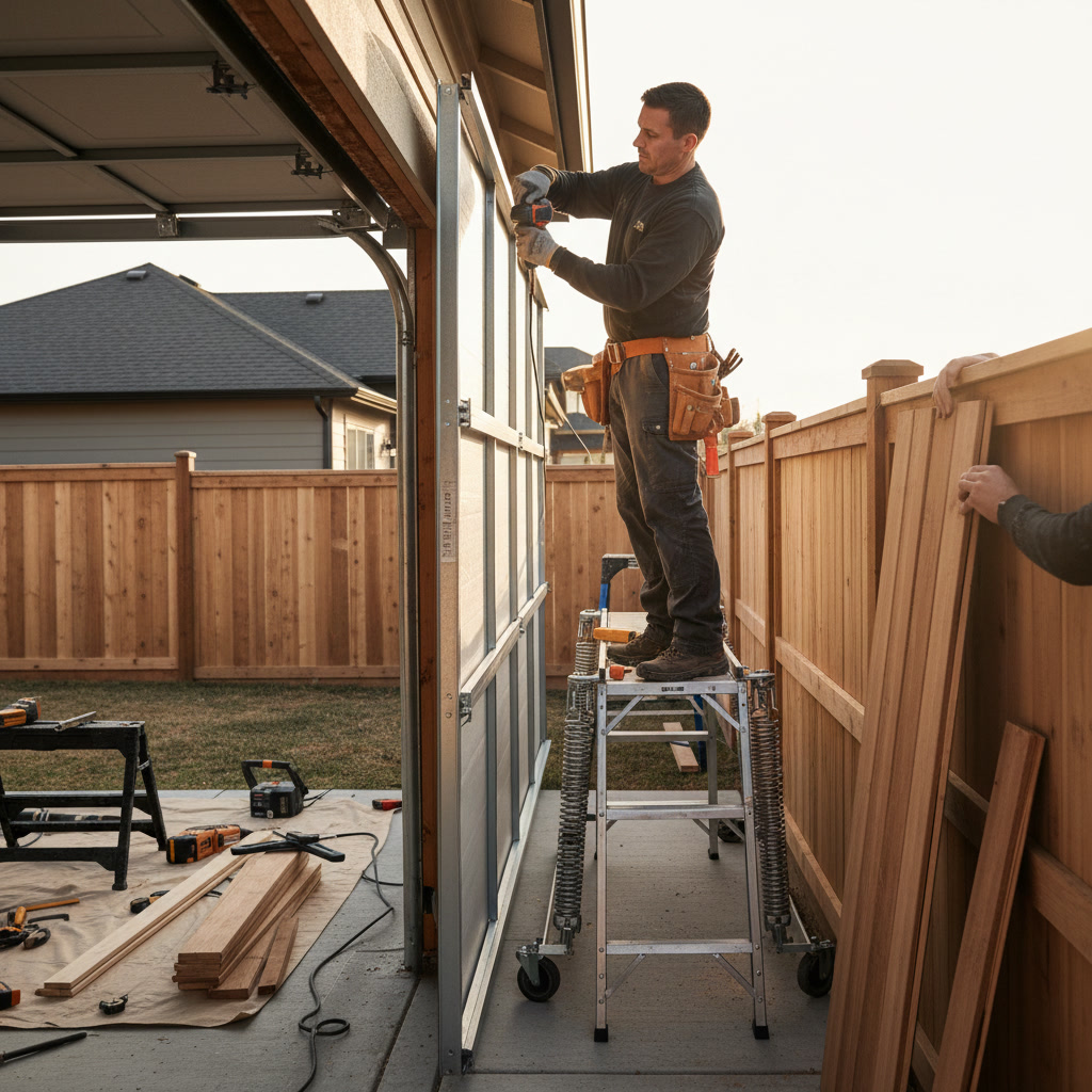 Professional fence installation showing proper post alignment and materials
