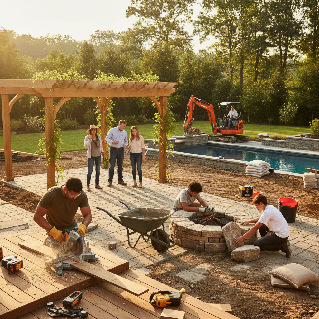 Outdoor living space showing combination of DIY and professional remodeling work
